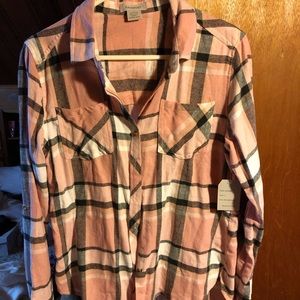 Pink checkered flannel shirt